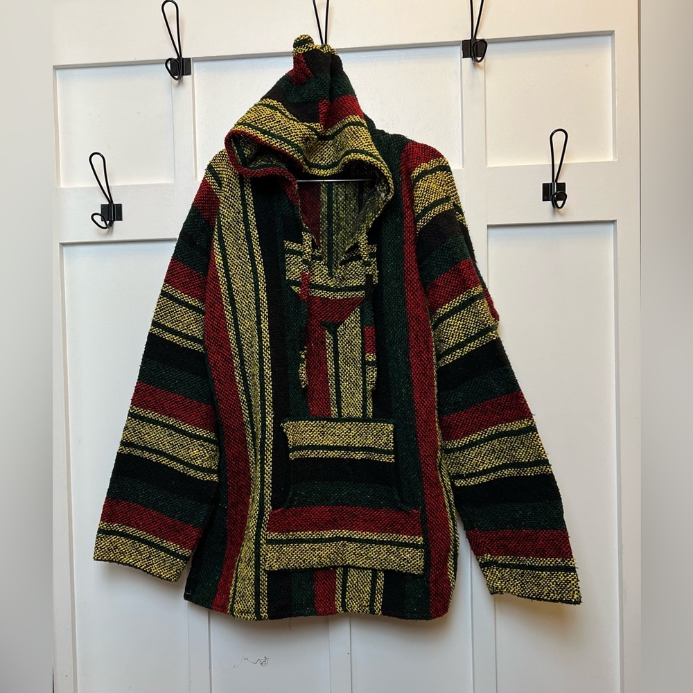 Artesania Hoodie Men's XXL Baja Drug Rug Surfer Mexican Blanket Potato Sack Top